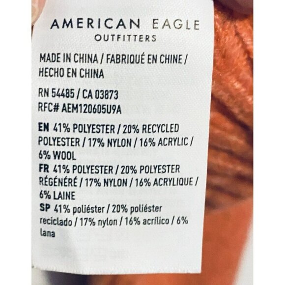 American Eagle Sweater Womens Large Orange Cropped Y2K Crew Neck Cozy Comfy - Picture 5 of 7